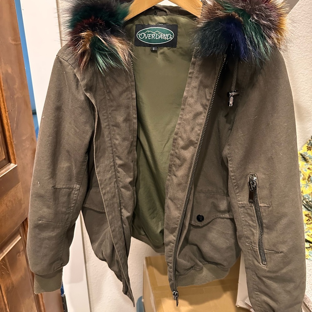 Overland Women's Utility Jacket with Fur Trim - Green